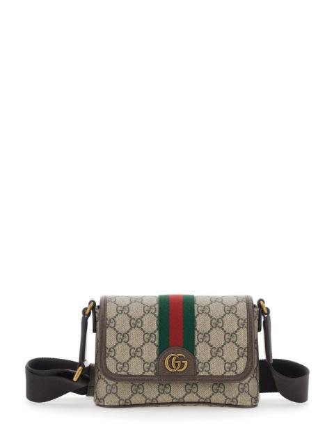GUCCI Gucci Men 'Ophidia' Beige Crossbody Bag With Adjustable And Removable Shoulder Strap And Web Detail 