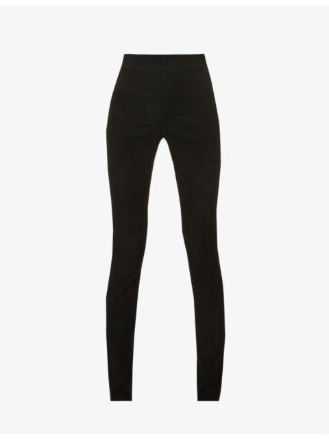 JOSEPH High-rise suede leggings