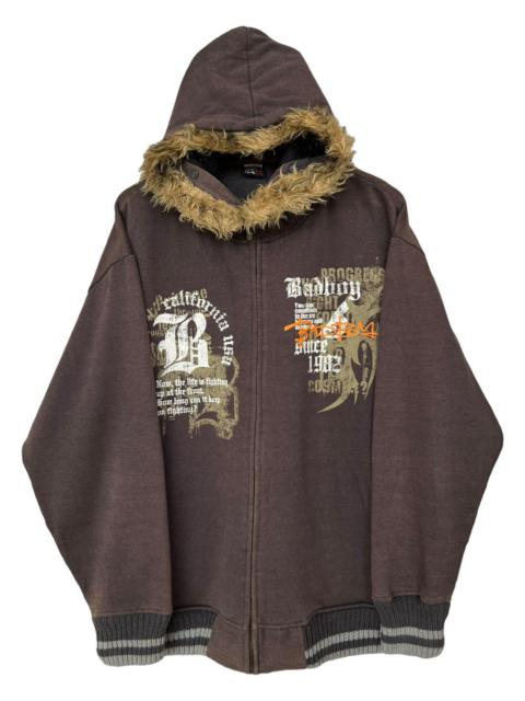 Vintage Y2K Bad Boy Sunfaded Baggy Boxy Fur Hoodie
