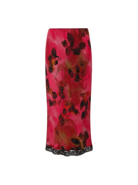 Lace Trim Slip midi skirt