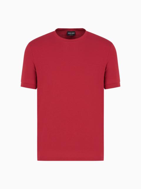 Crew-neck short-sleeved T-shirt in stretch viscose jersey