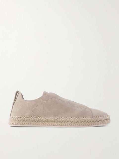 Triple Stitch™ Leather-Trimmed Suede Slip-On Sneakers
