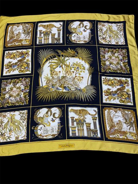 FERRAGAMO Salvatore Ferragamo Jungle Safari Animal Print Silk Scarf.