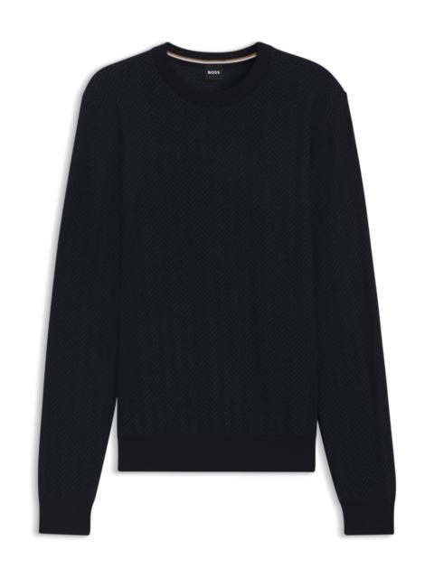 BOSS HERRINGBONE-STRUCTURED SWEATER IN VIRGIN WOOL AND COTTON