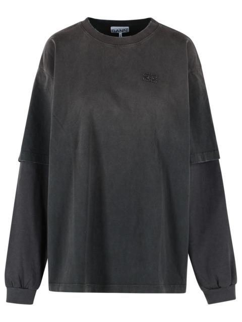 GANNI Ganni Gray Cotton T-Shirt Women