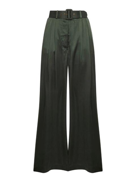Zimmermann Green silk two-pleat trousers