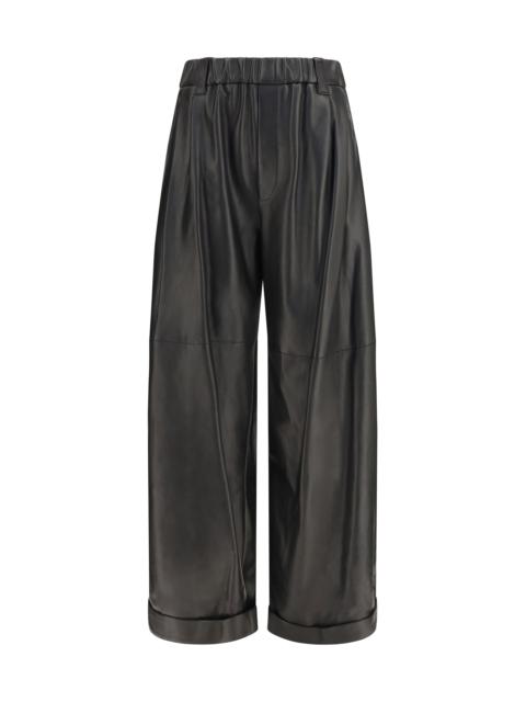 Brunello Cucinelli Brunello Cucinelli Baggy Nappa Leather Pants Nero