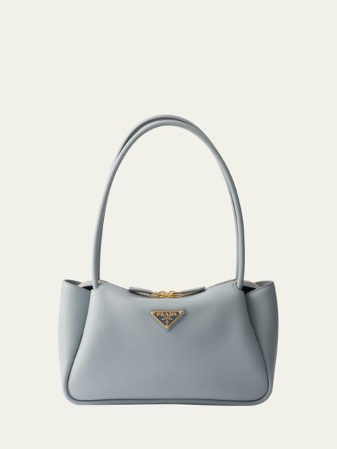 Prada Medium Zip Grain Leather Shoulder Bag