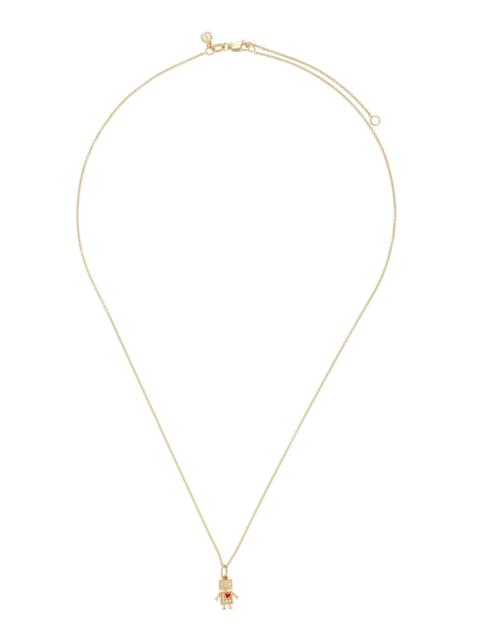 SYDNEY EVAN Baby Robot Charm Tiffany Chain 14K Gold Diamond Necklace gold