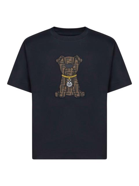 FENDI Fendi Men Blue Cotton Maxi Ito Patch T-Shirt