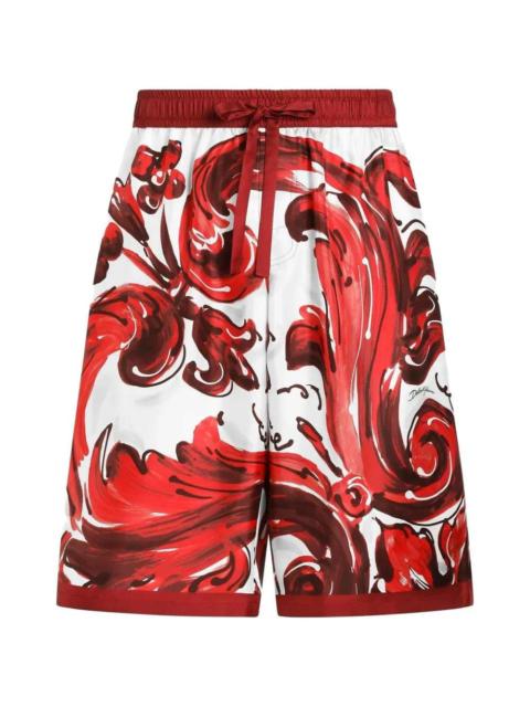 Dolce & Gabbana Dolce & Gabbana Men Vanity Bermuda Shorts In Silk Twill With A Majolica Print