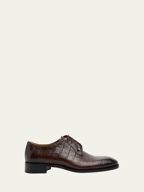 Christian Louboutin Men's Chambeliss Croc-Effect Leather Derby Shoes