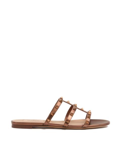 Valentino Rockstu leather flat sandals