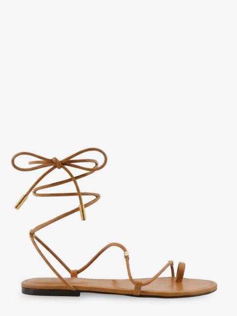 CELINE Celine Leather Sandals with Metal Triomphe Logo Brown