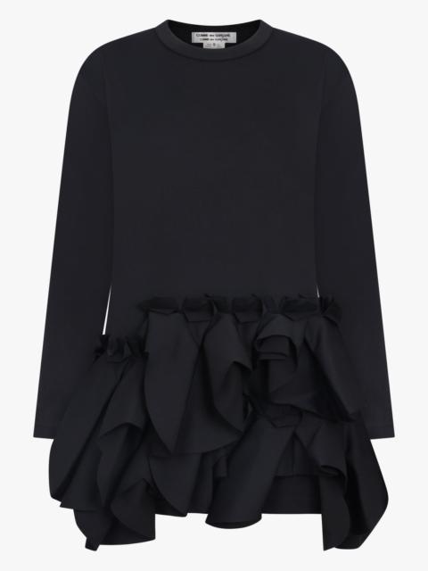 Comme Des Garçons CREW NECK LS  TOP WITH EXAGGERATED RUFFLE HEM | BLACK