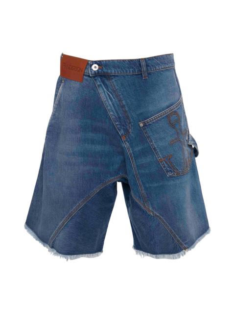 JW Anderson Twisted Cutoff Nonstretch Denim Workwear Shorts