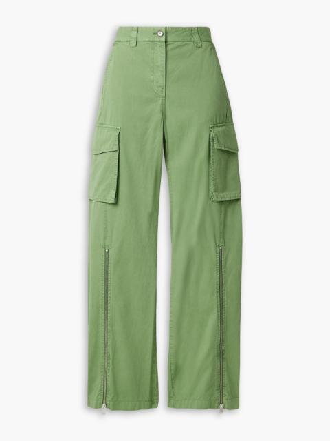 Stella McCartney Corduroy-trimmed cotton-twill wide-leg pants