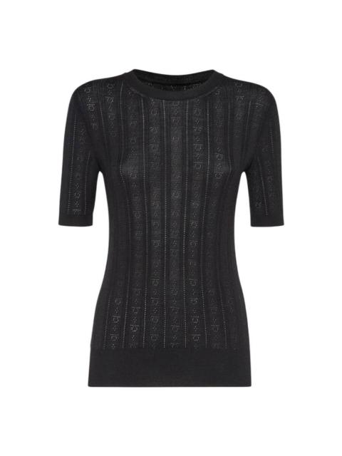 FERRAGAMO Ferragamo Short-Sleeved Gancini Motif Knit Top