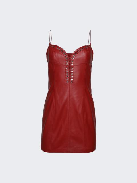 LUDOVIC DE SAINT SERNIN Cleavage Leather Mini Dress Red