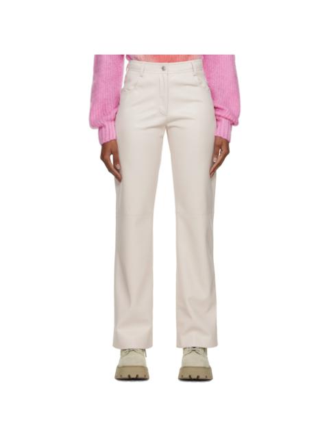 MSGM Beige Faux-Leather Trousers