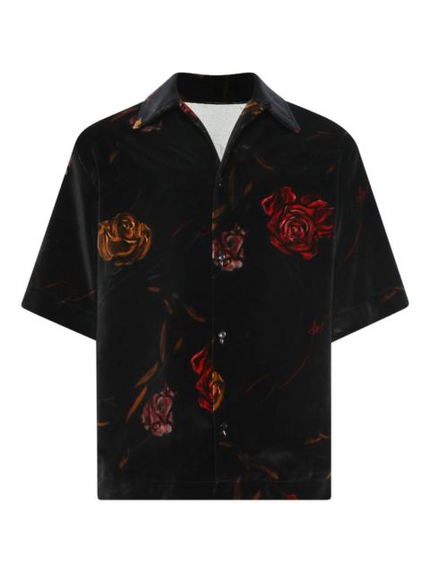 AMIRI rose-print velvet shirt