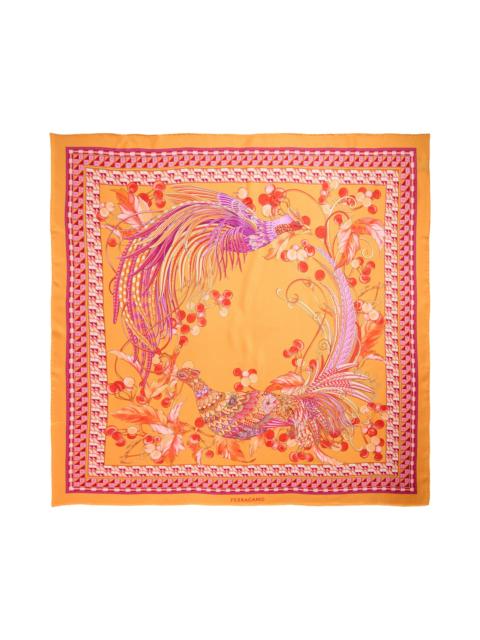 FERRAGAMO FERRAGAMO Animals Print Silk Square Scarf in Arancio Fucsia at Nordstrom