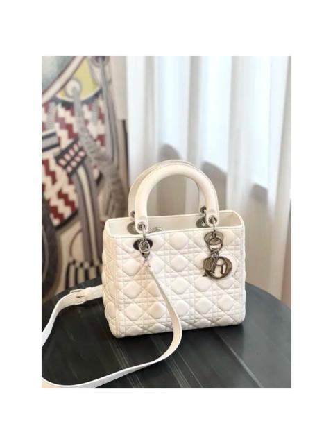 Dior Lady Dior Lambskin White Leather Handbag