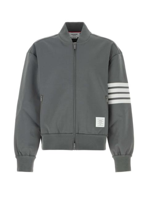 Thom Browne Thom Browne Men Grey Stretch Viscose Blend Bomber Jacket