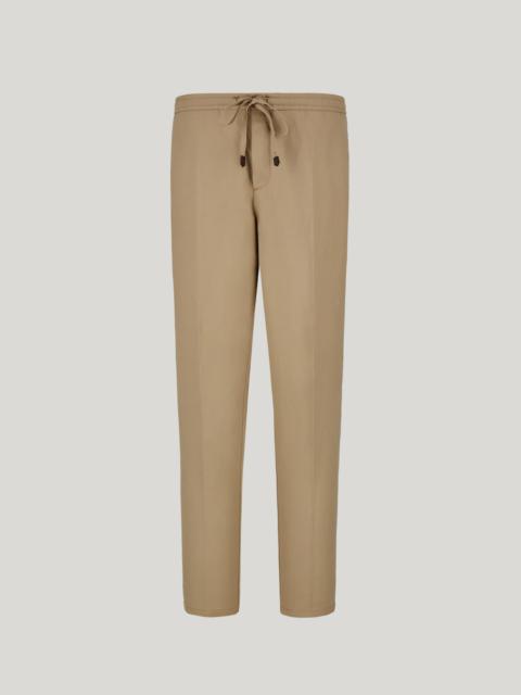 Canali SUEDE-COLORED LINEN SILK FABRIC DRAWSTRING PANTS