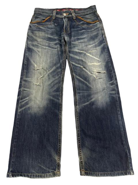 Streetwear - Vintage Edwin XV Blue Washed Distressed Style Baggy Jeans