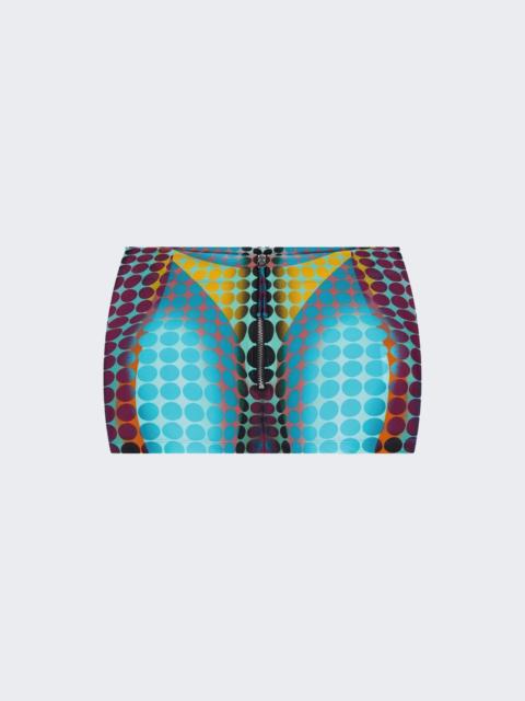 Jean Paul Gaultier Re-edition: Front Zip Mini Skirt Blue Dots Print