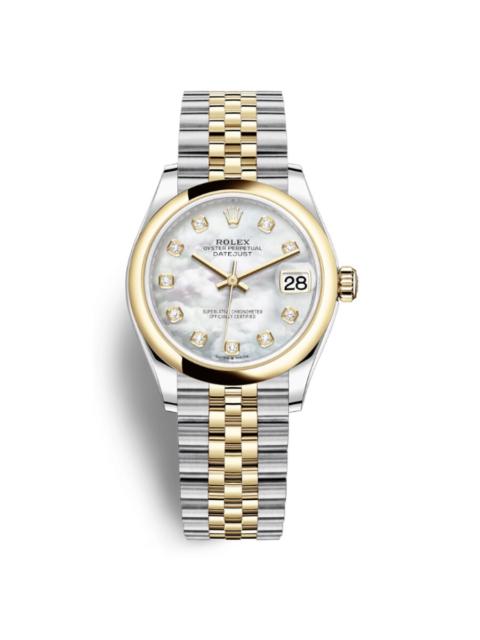 ROLEX Rolex Datejust 31 Mother of Pearl Diamond Dial Ladies Steel and 18kt Yellow Gold Jubilee Watch 27824