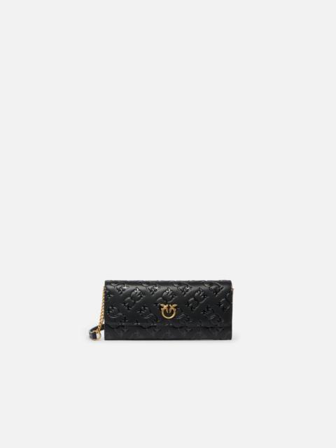PINKO RECTANGULAR MONOGRAM LEATHER WALLET WITH STRAP
