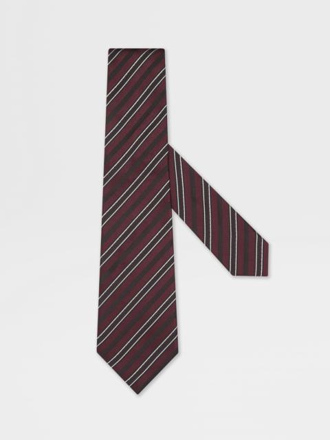 ZEGNA BURGUNDY SILK AND COTTON TIE