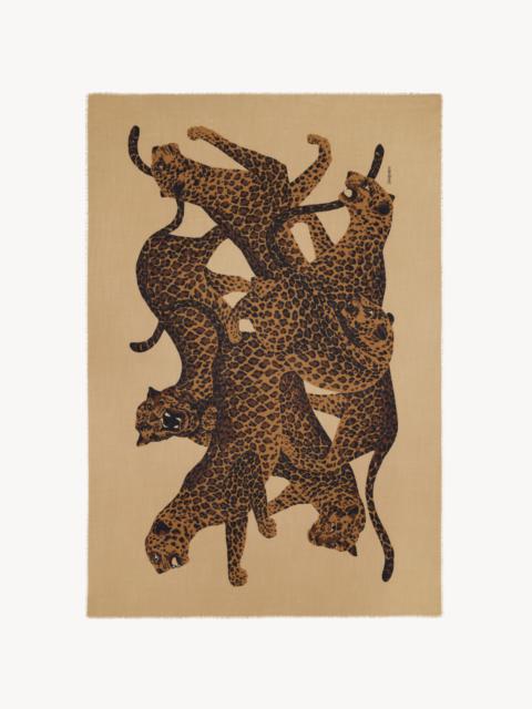 SAINT LAURENT LEOPARD STOLE IN WOOL TWILL
