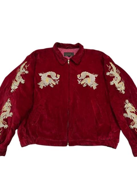 Other Designers Japanese Brand - 🇯🇵 VINTAGE DRAGON TOUR SUKAJAN JAPAN RED VELVET BOMBER JACKET
