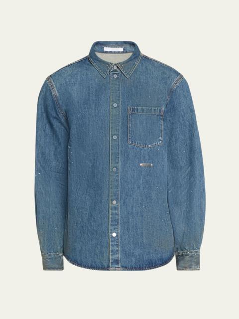 Men's Paint Splatter Denim Overshirt