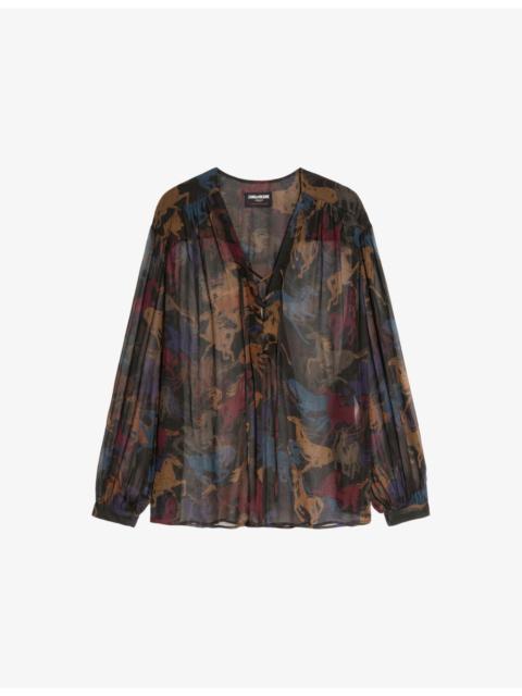 Zadig & Voltaire Tamela Horse-Print Woven Shirt