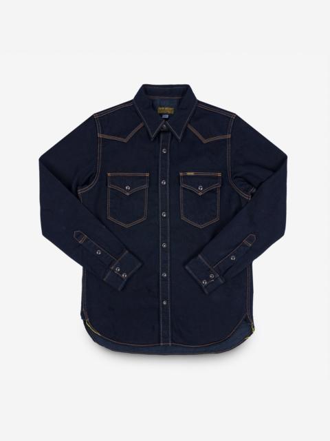Iron Heart IHSH-33-OD 12oz Selvedge Denim Western Shirt - Indigo Overdyed Black
