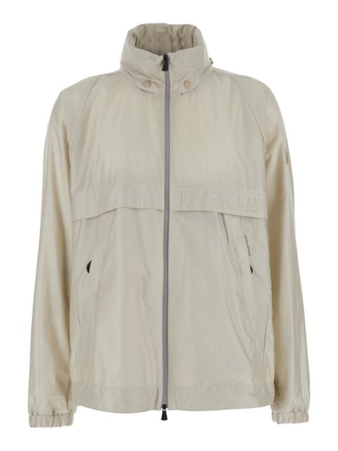 Moncler Grenoble Moncler Grenoble Men 'Negara' Beige Jacket With Logo Print On The Front And Removable Hood In Tech F