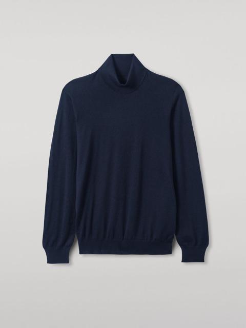 Johnstons of Elgin Superfine Cashmere Navy Roll Neck Jumper