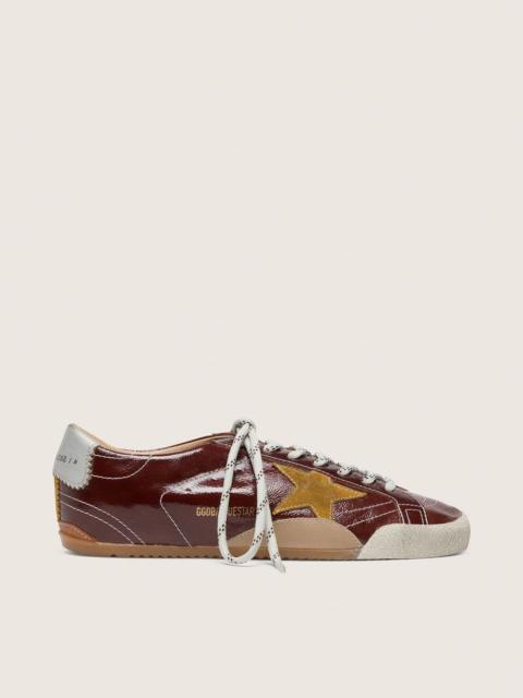 Golden Goose Women's True-Star in burgundy naplak with suede star and silver nappa heel tab