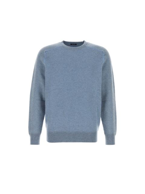 ZEGNA ZEGNA Melange Light-Blue Cashmere Sweater New And Authentic