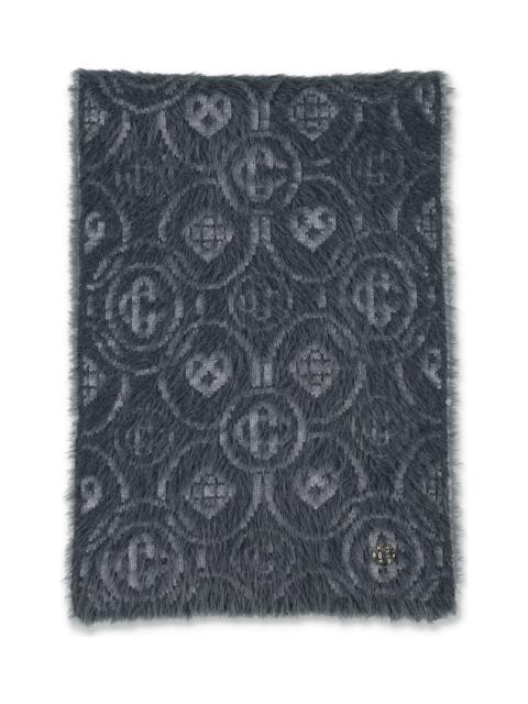 CASABLANCA Grey Merino Wool Blend Fluffy Monogram Scarf