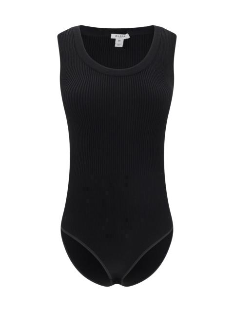 Alaïa Alaïa Ribbed Design Bodysuit Noir Women