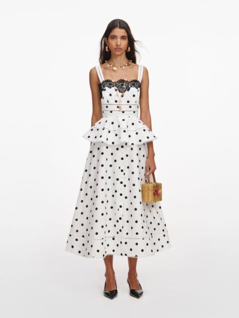 self-portrait White Polka Dot Linen Midi Dress