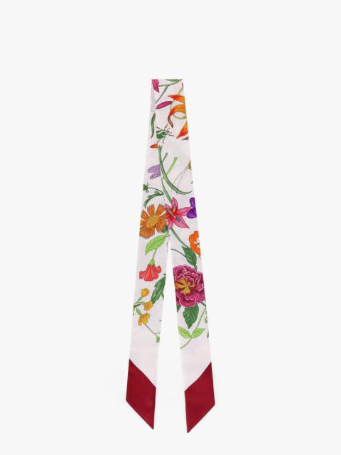 Gucci Gucci Flora Printed Silk Twill Neck Bow