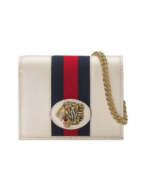 GUCCI White Rajah Chain Card Case Wallet