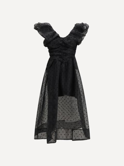 knee length dresses for ladies Ganni Shiny Tech Strap Midi Dress