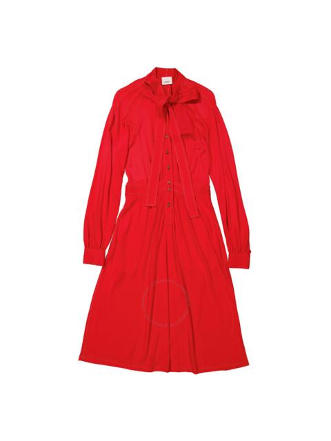 Burberry Burberry Ladies Red Topstitch Detail Jersey Tie-neck Dress